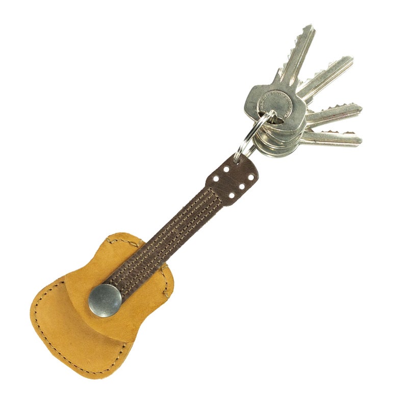 Hide & Drink, Leather Guitar Pick Holder Keychain, Picks Case Instrument Gifts Ideas for Musicians, Handmade :: Old Tobacco - Image 3